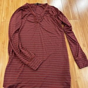 Prana Striped Long Sleeve Henley Sleep Shirt Size M